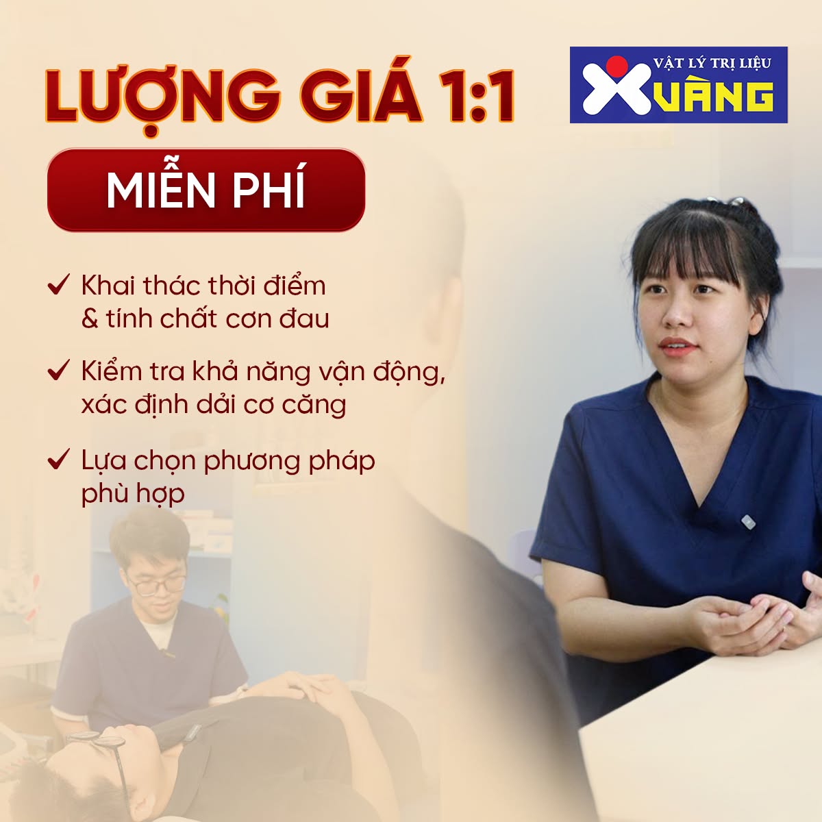Kỹ thuật viên Vật Lý Trị Liệu Vàng tư vấn lượng giá cho khách hàng